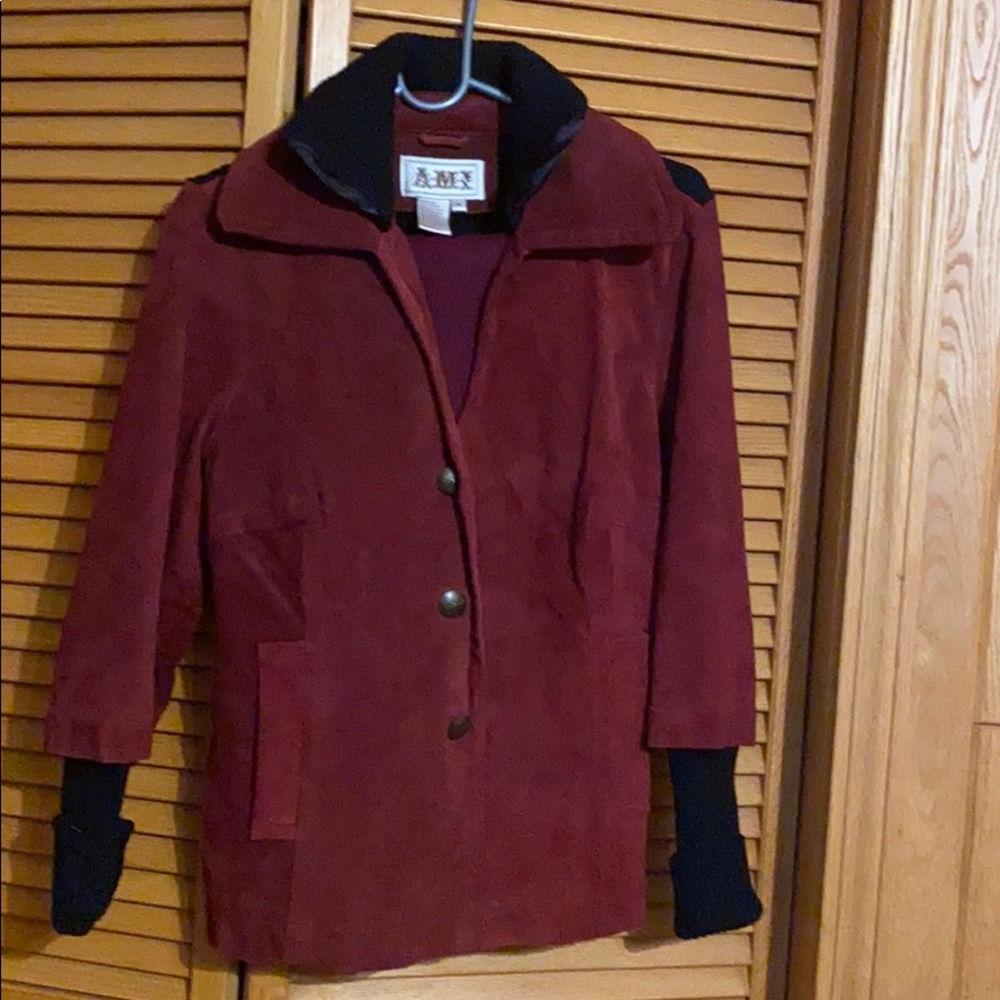 Amy Nice Sued Jacket Knobs On Front Long Sleeve - image 1